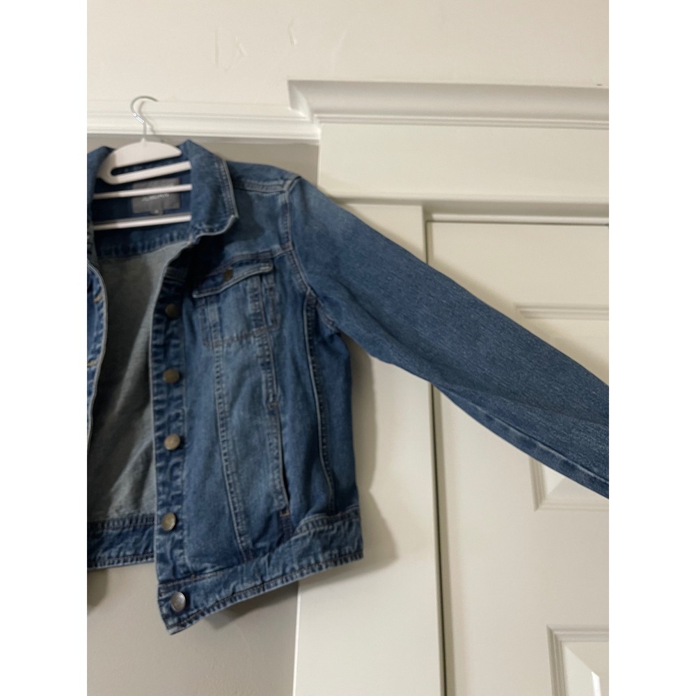 Alexander Jordan Womens Medium Wash Denim Trucker Jacket Size M Blue Cropped - Picture 8 of 9